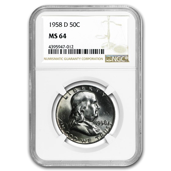 1958-D Franklin Half Dollar MS-64 NGC 1958-D Franklin Half Dollar MS-64 NGC